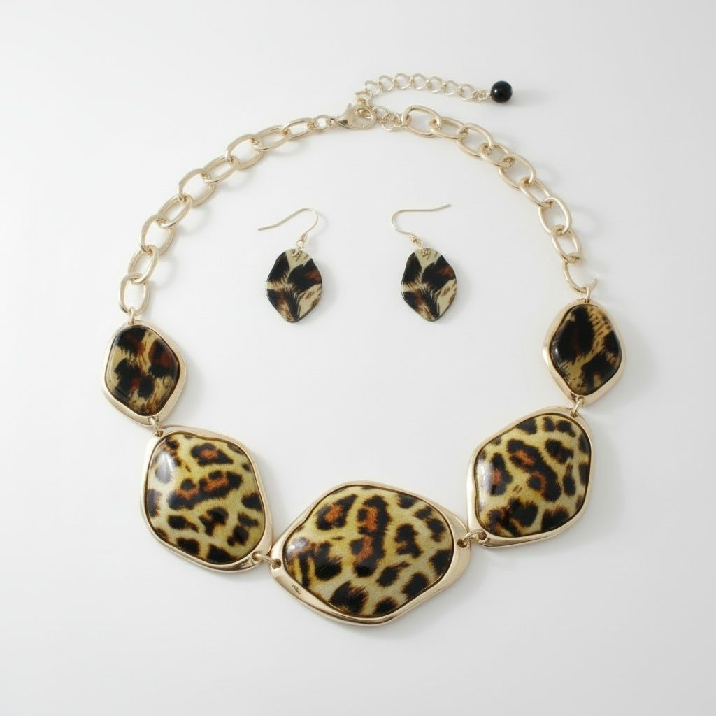 Collar Dimensional Bright Leopard Link Necklace