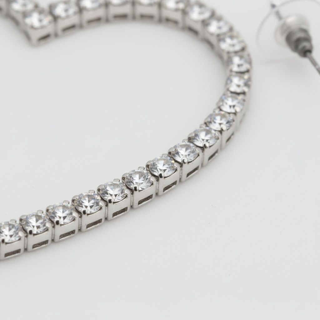 Hoop Sweet Sparkle Silver Heart Stone Earrings