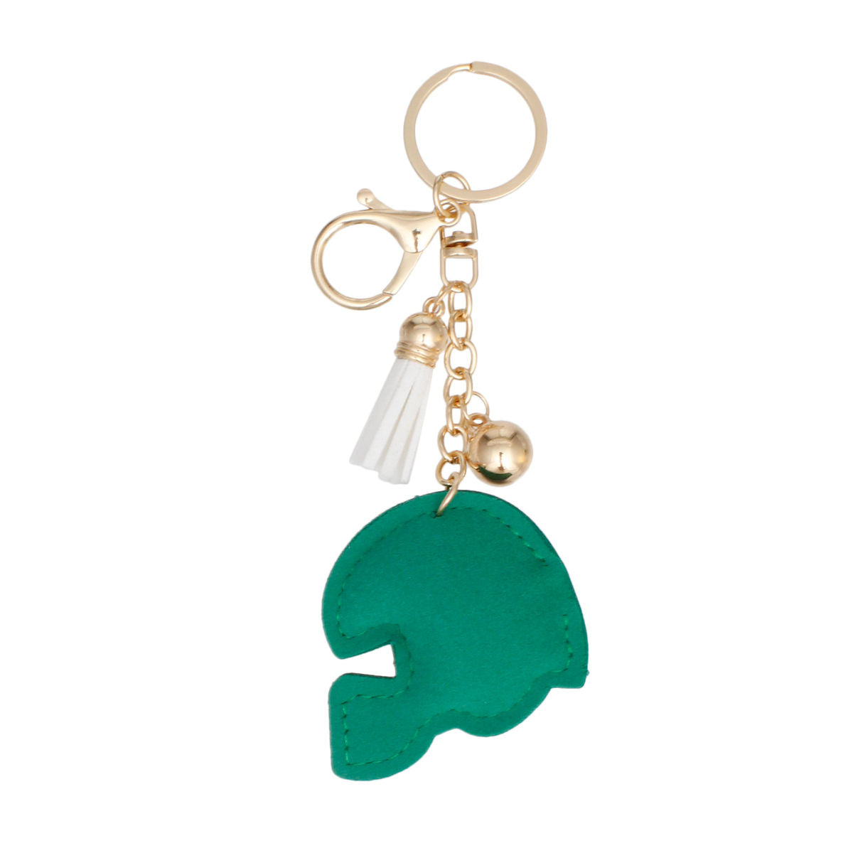 Keychain Green White Football Helmet Bag Charm