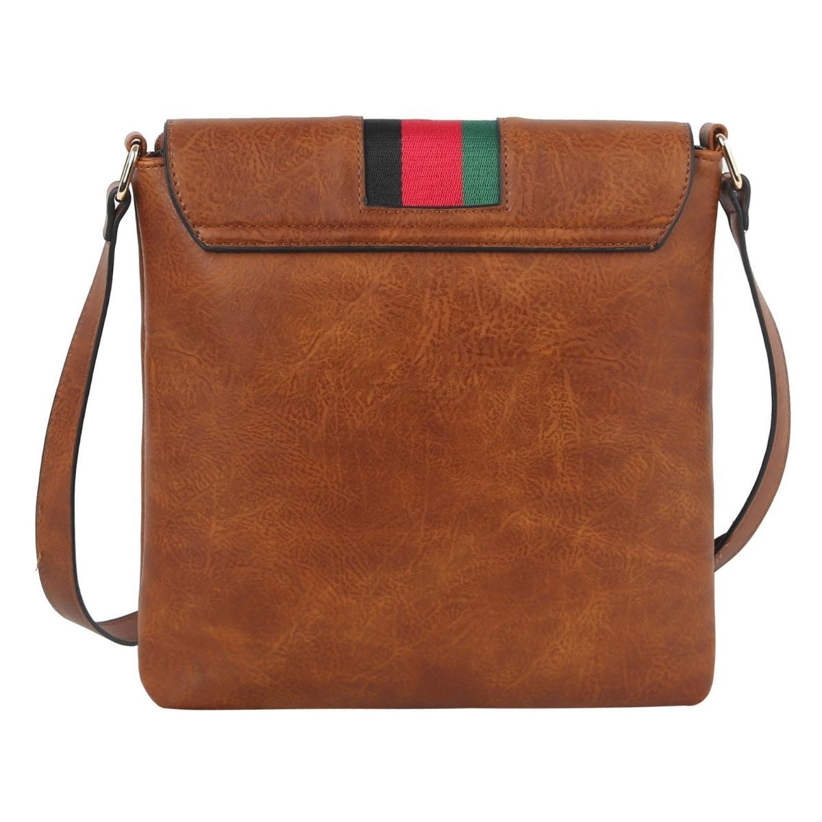 Crossbody Brown Striped Bee Flap Bag