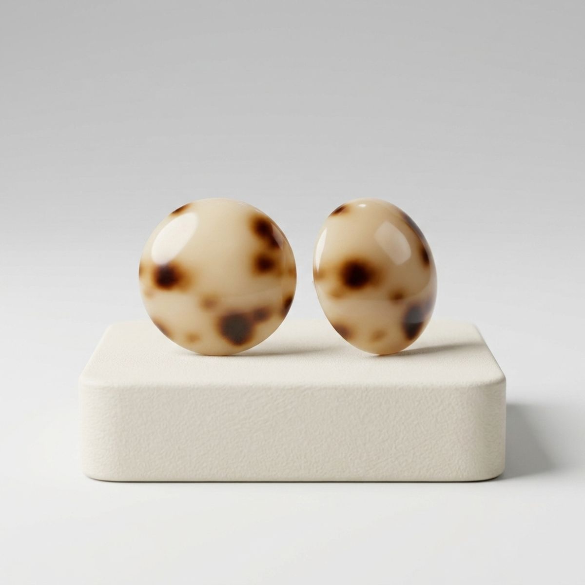 Tortoiseshell Domed Round Stud Earrings