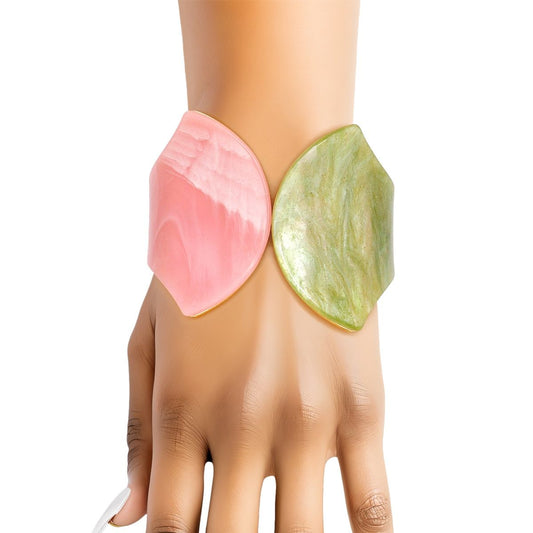 AKA Pink Green Pointed Marble Cuff Bracelet Women