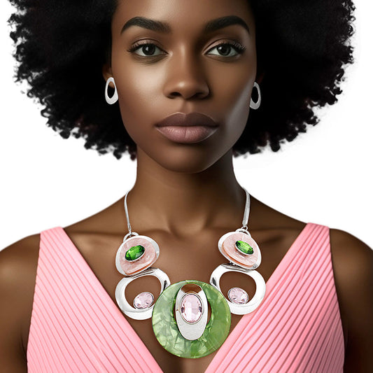 AKA Pink Green Circular Bib for Women