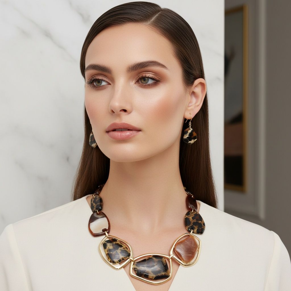 Collar Wild Marbled Leopard Artful Necklace Women