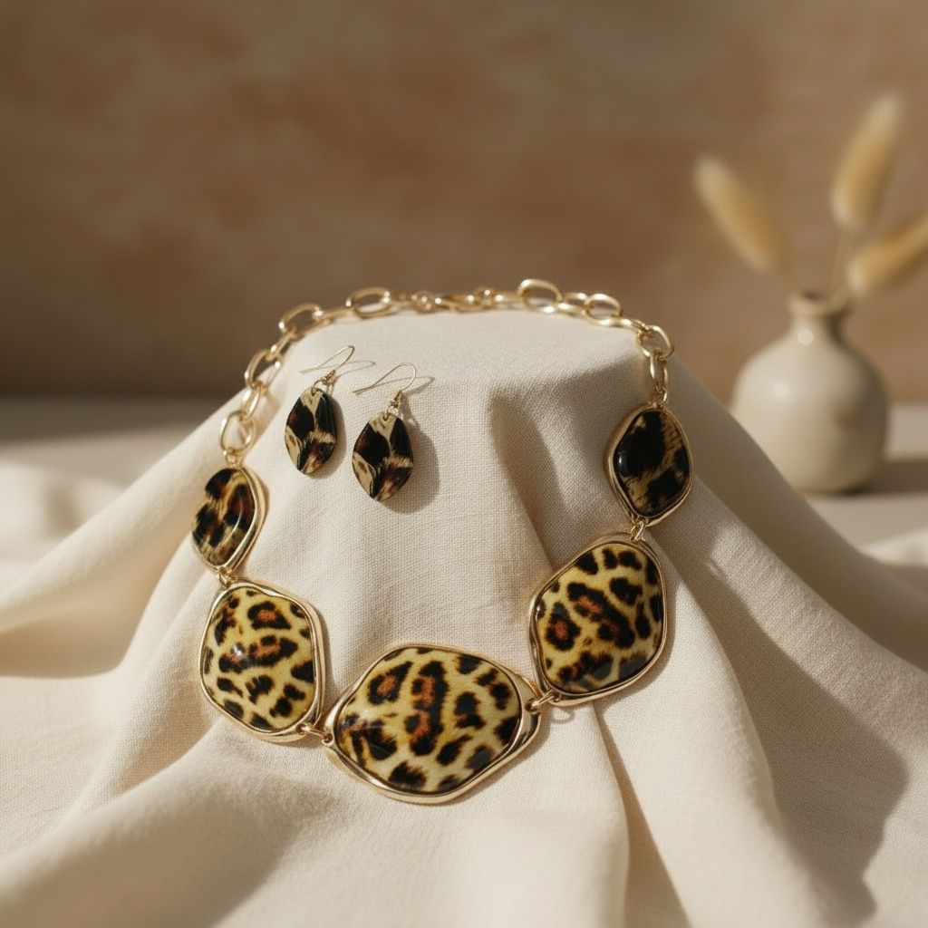 Collar Dimensional Bright Leopard Link Necklace