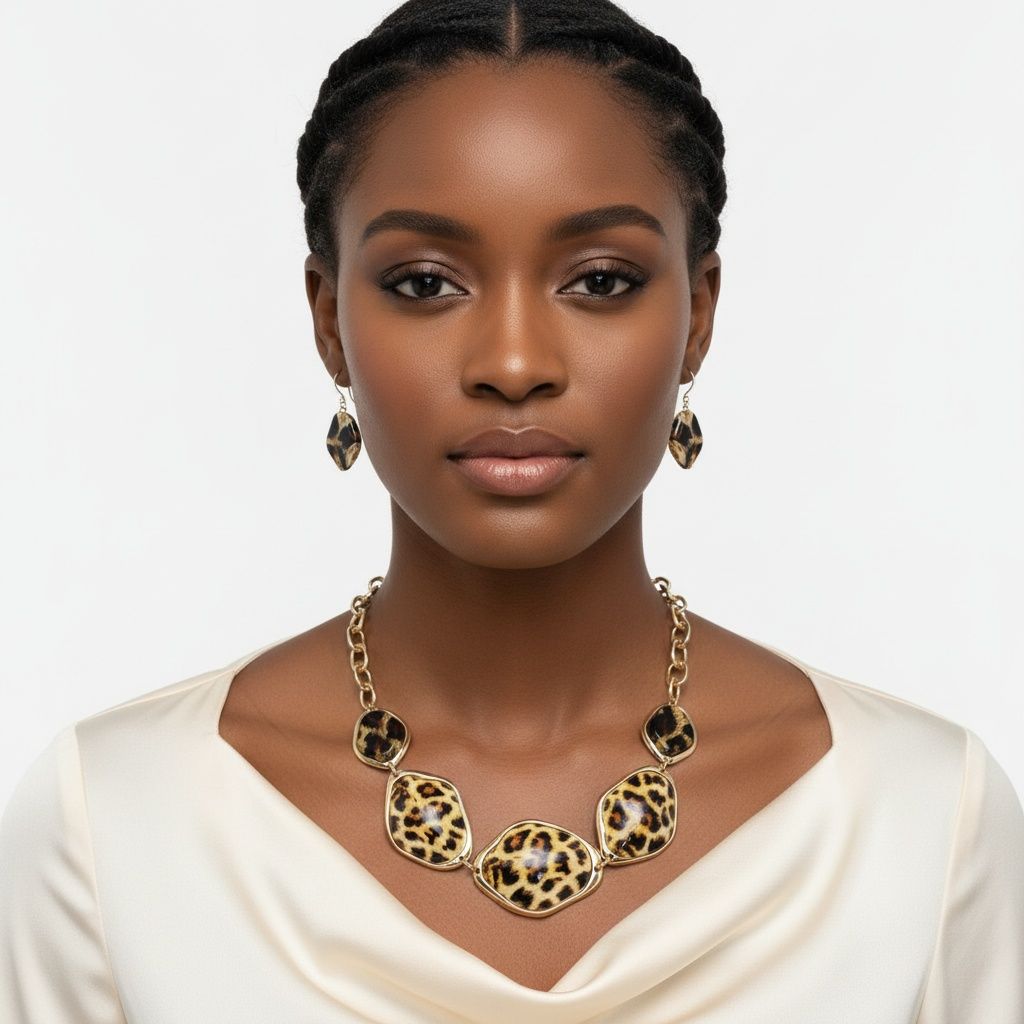 Collar Dimensional Bright Leopard Link Necklace
