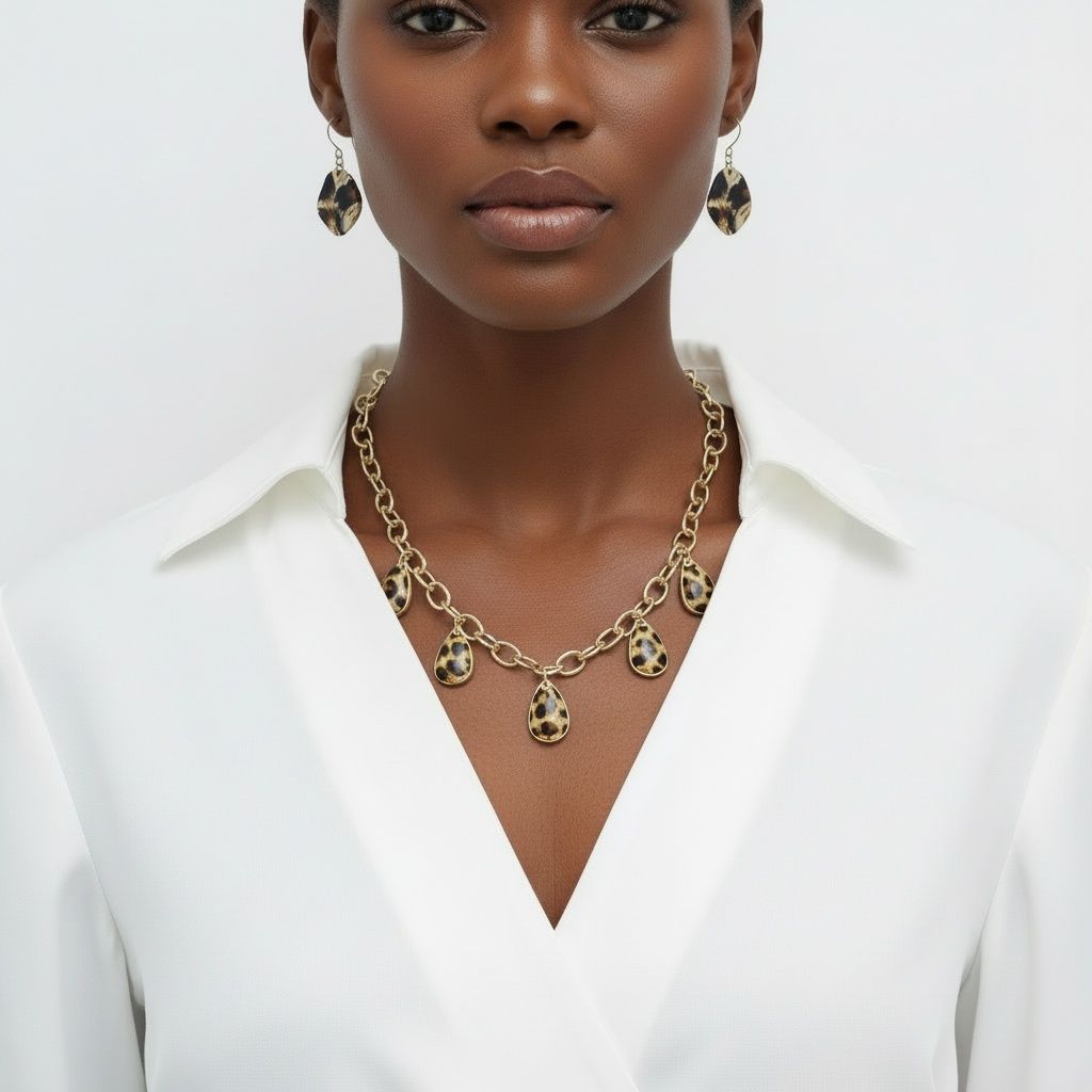 Collar Dimensional Bright Leopard Link Necklace