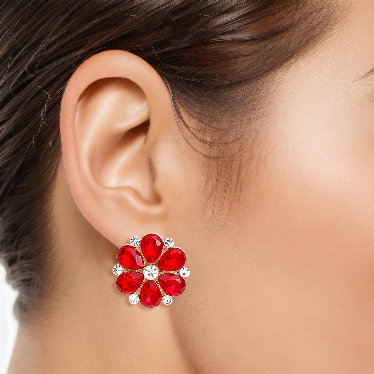 Ruby Radiance Blossom Studs: Unveil Your Passion