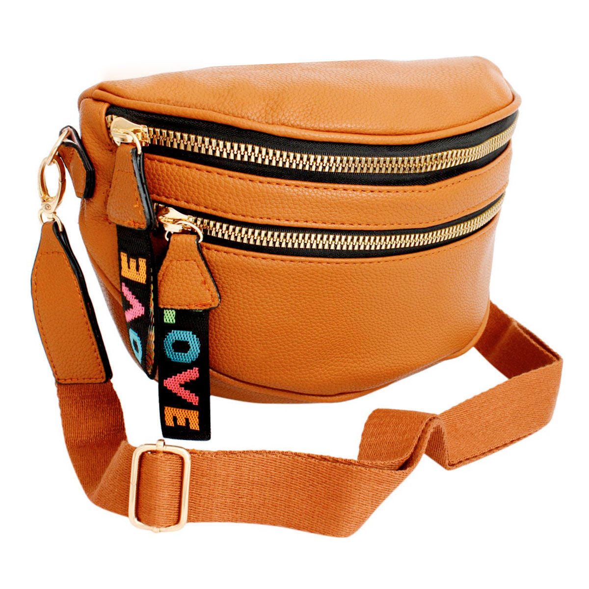 Crossbody Camel Love Zipper Saddle Bag for Women