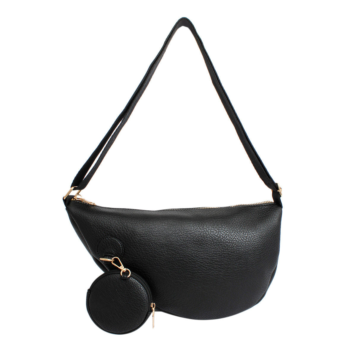 Crossbody Black Round Pouch Bag Set for Women