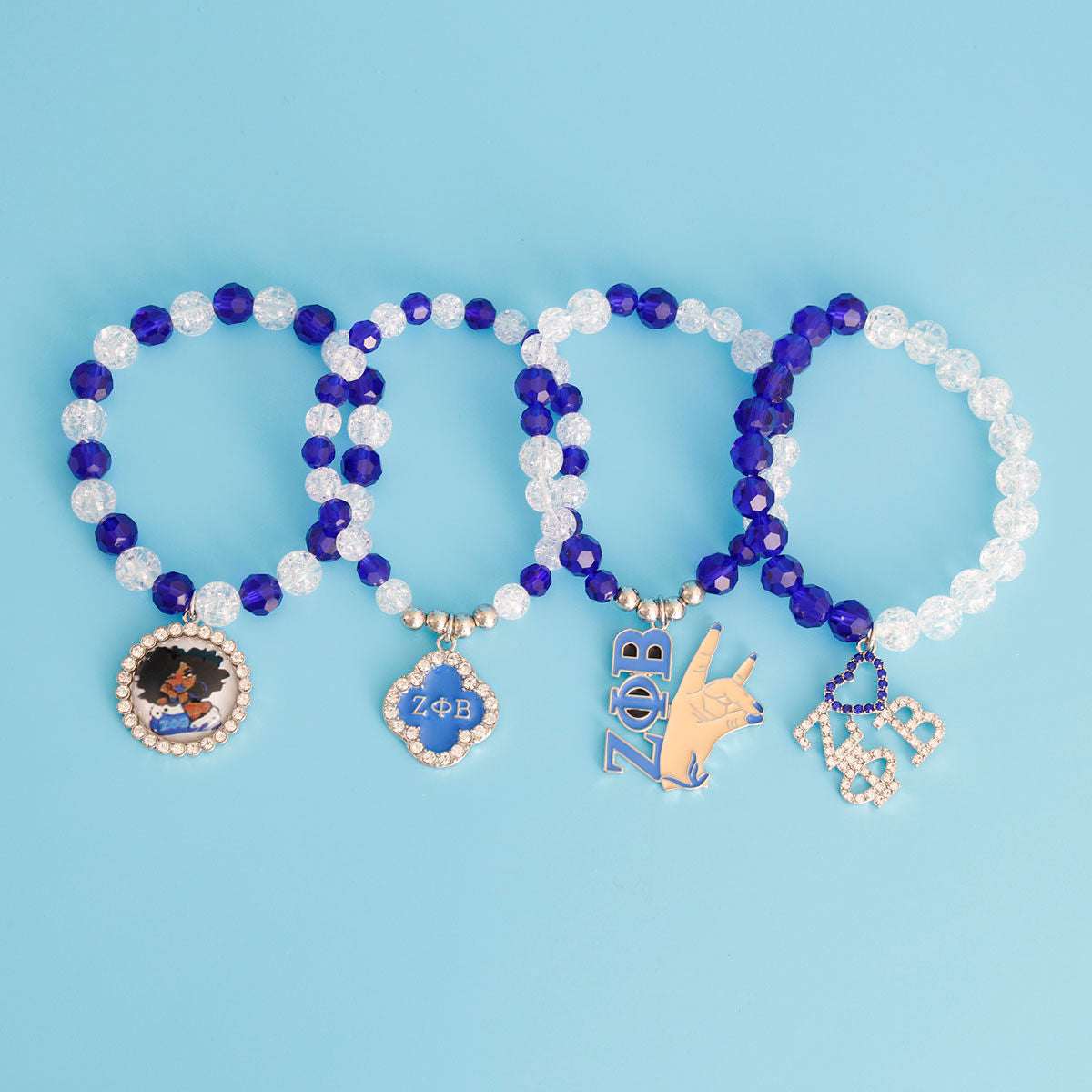 Blue Clear Bead Sorority Set