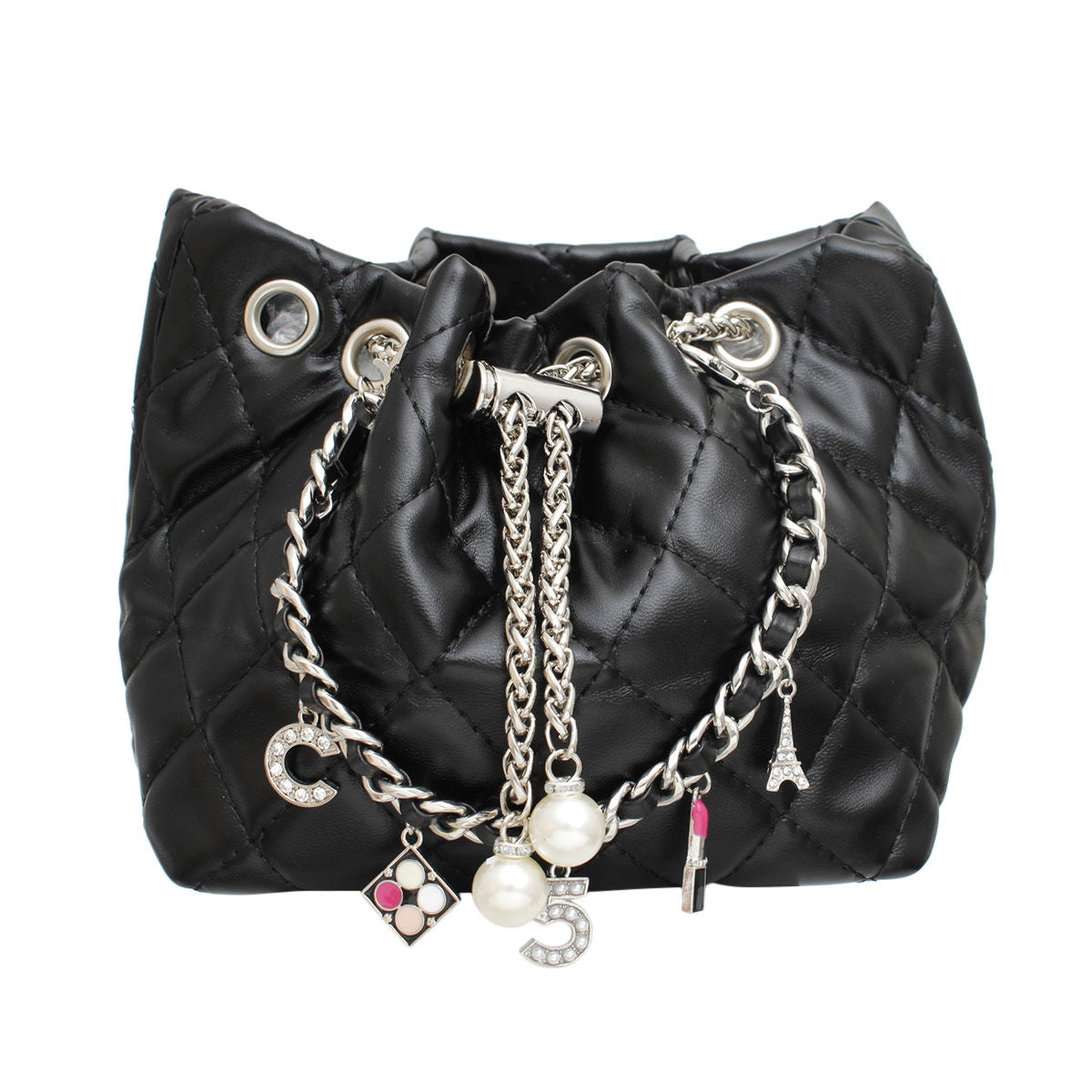 Mini Bucket Black Quilted Parisian Charm Bag