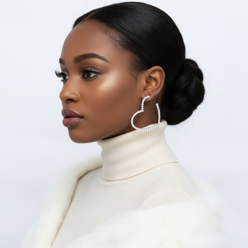 Hoop Sweet Sparkle Silver Heart Stone Earrings