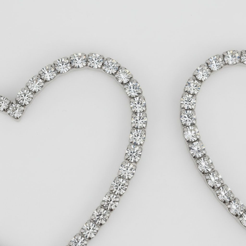 Hoop Sweet Sparkle Silver Heart Stone Earrings