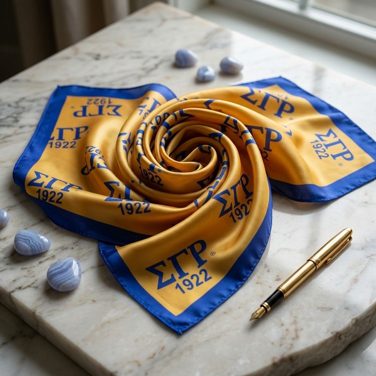 SGRHO Long Blue and Yellow 1922 Rectangle Scarf
