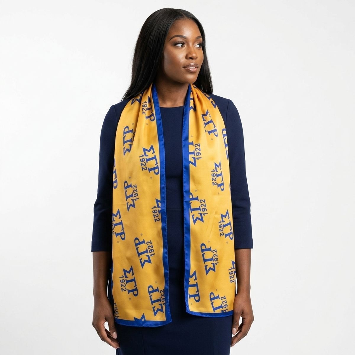 SGRHO Long Blue and Yellow 1922 Rectangle Scarf