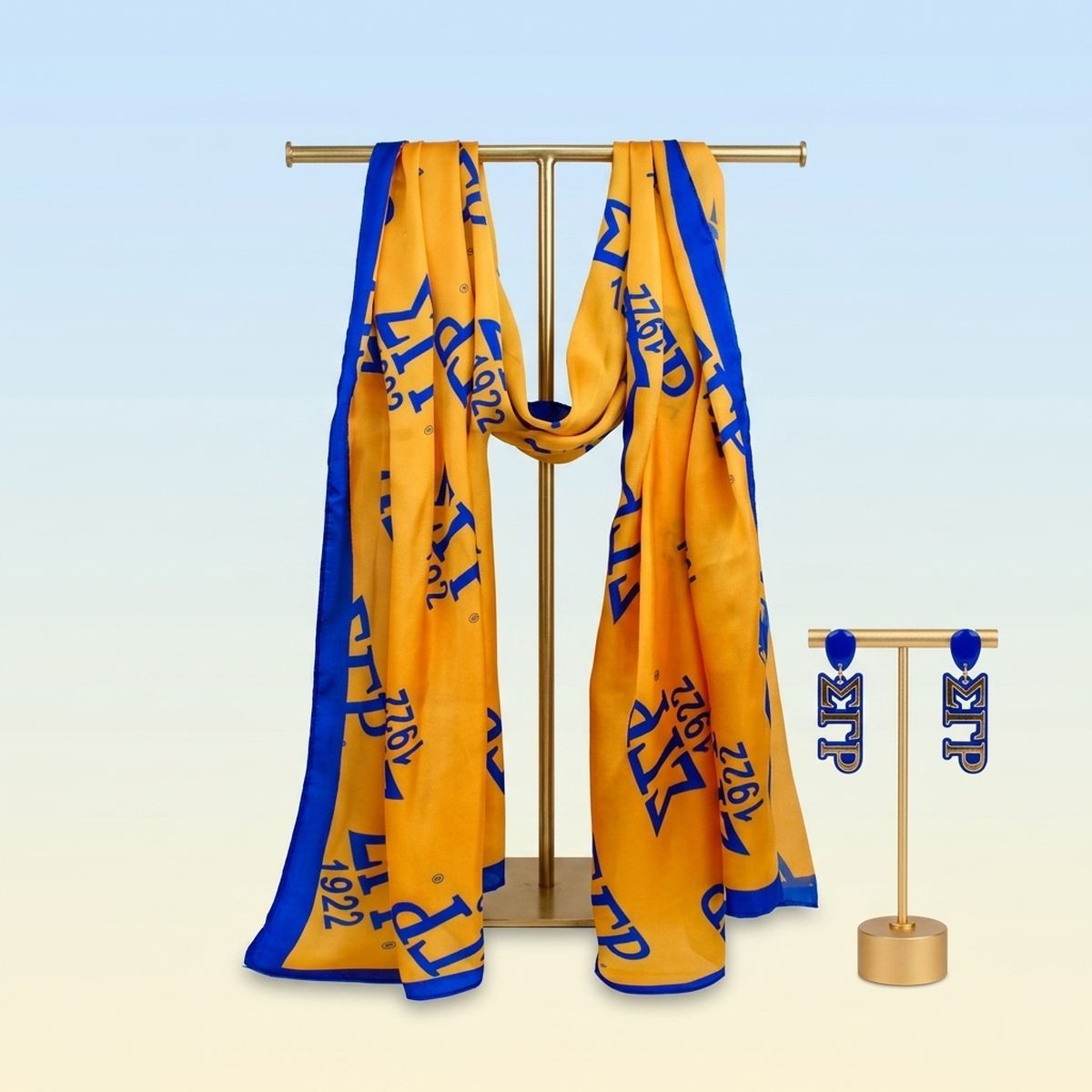 SGRHO Long Blue and Yellow 1922 Rectangle Scarf