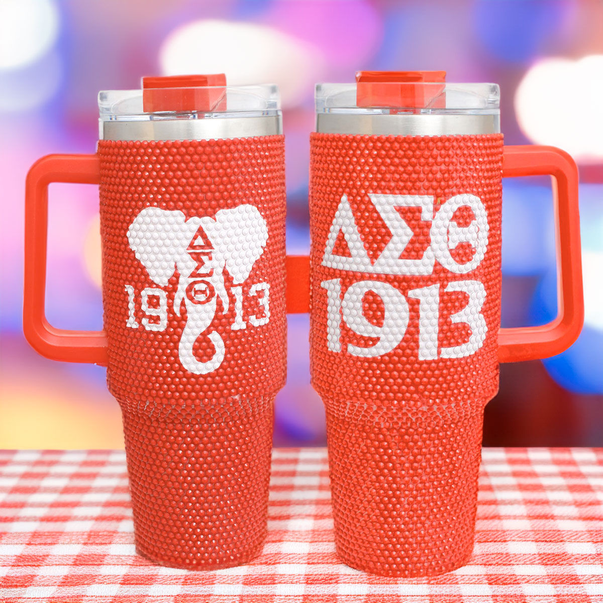 DST Sorority Red Bling 40.5 oz Tumbler Cup