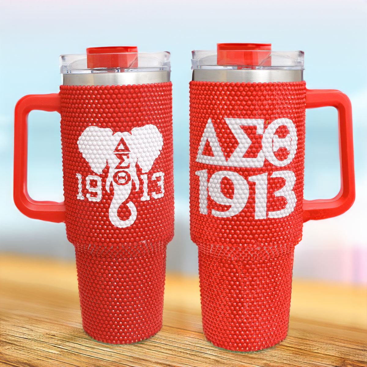 DST Sorority Red Bling 40.5 oz Tumbler Cup