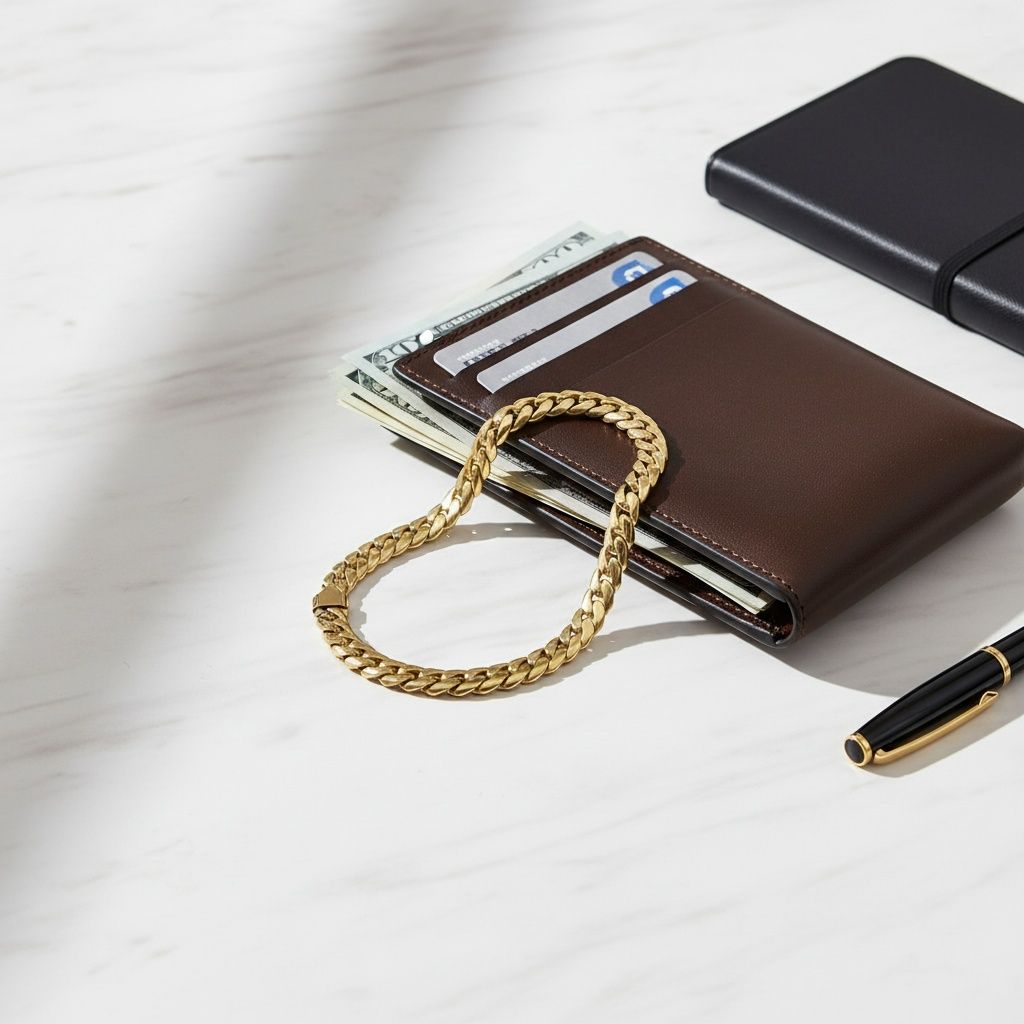 Mens 8mm Gold 18K Steel Miami Chain Bracelet