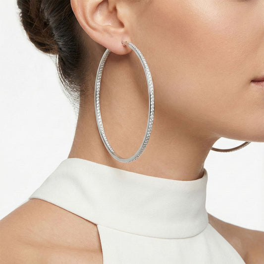 Stainless  Steel Inside Out Rhinestone Earrings