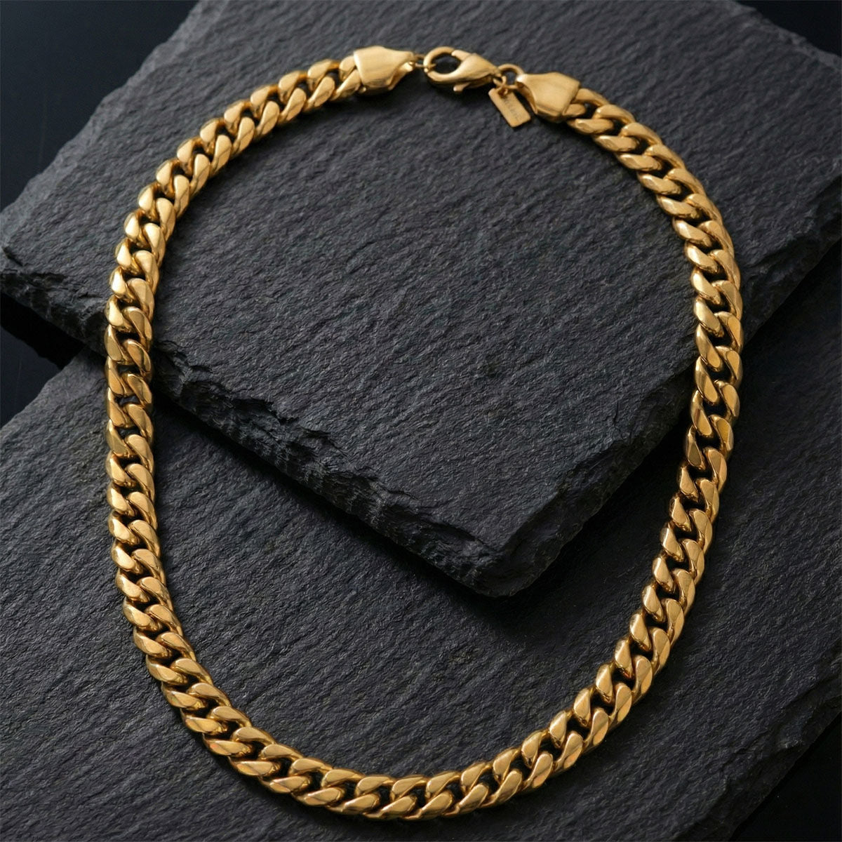 Mens 20in 8mm Gold 18K Stainless Steel Miami Chain
