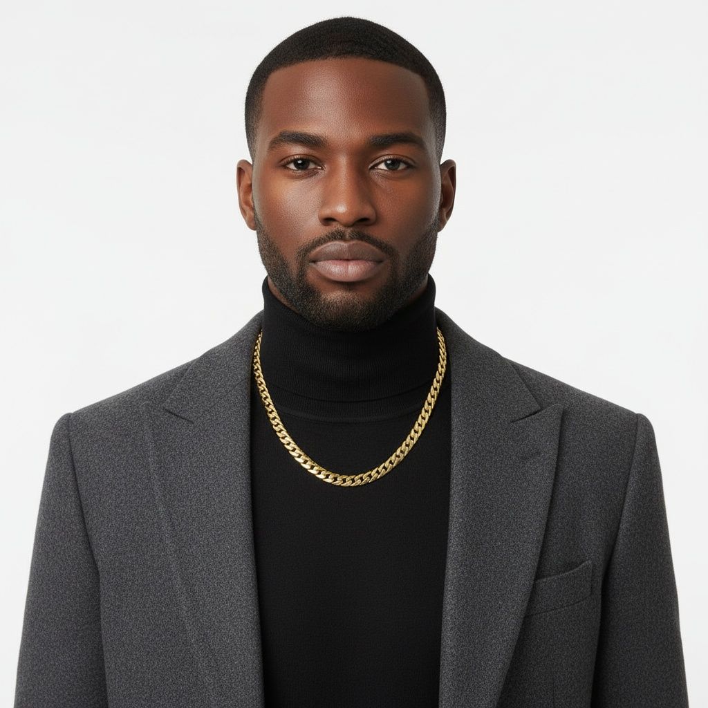 Mens 20in 8mm Gold 18K Stainless Steel Miami Chain