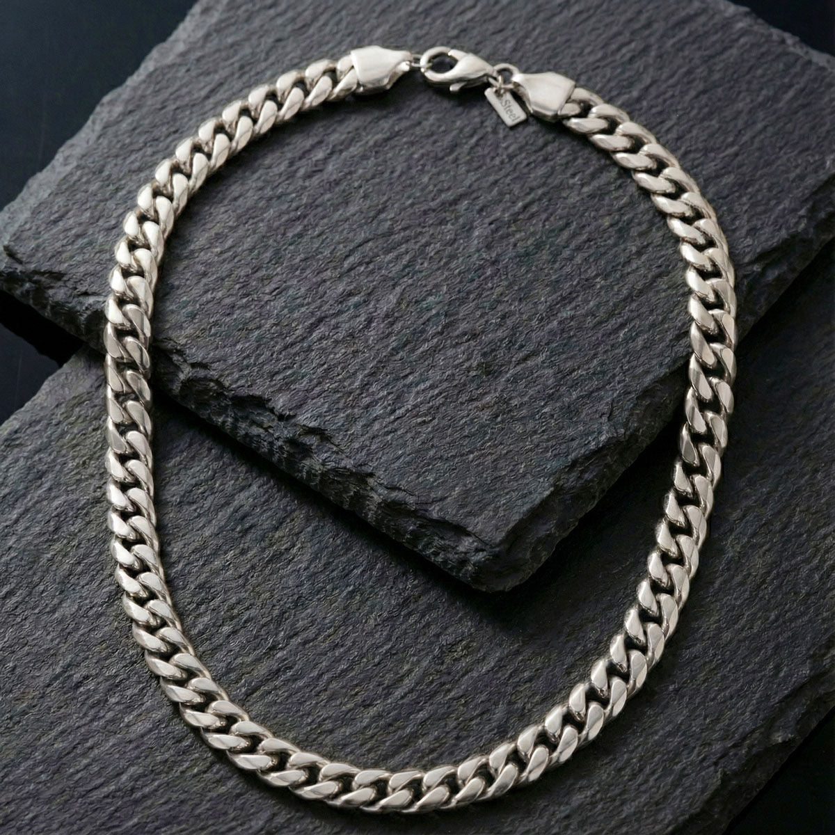 Mens 20in 8mm Stainless Steel Miami Chain