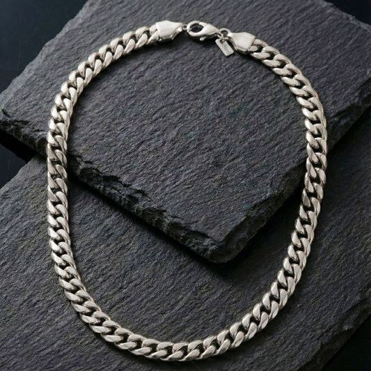 Mens 20in 8mm Stainless Steel Miami Chain