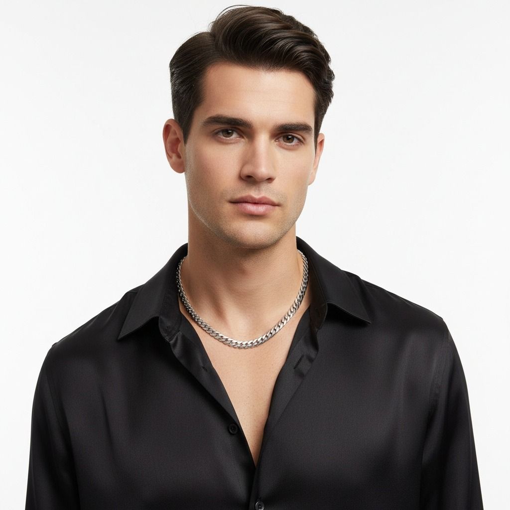 Mens 20in 8mm Stainless Steel Miami Chain