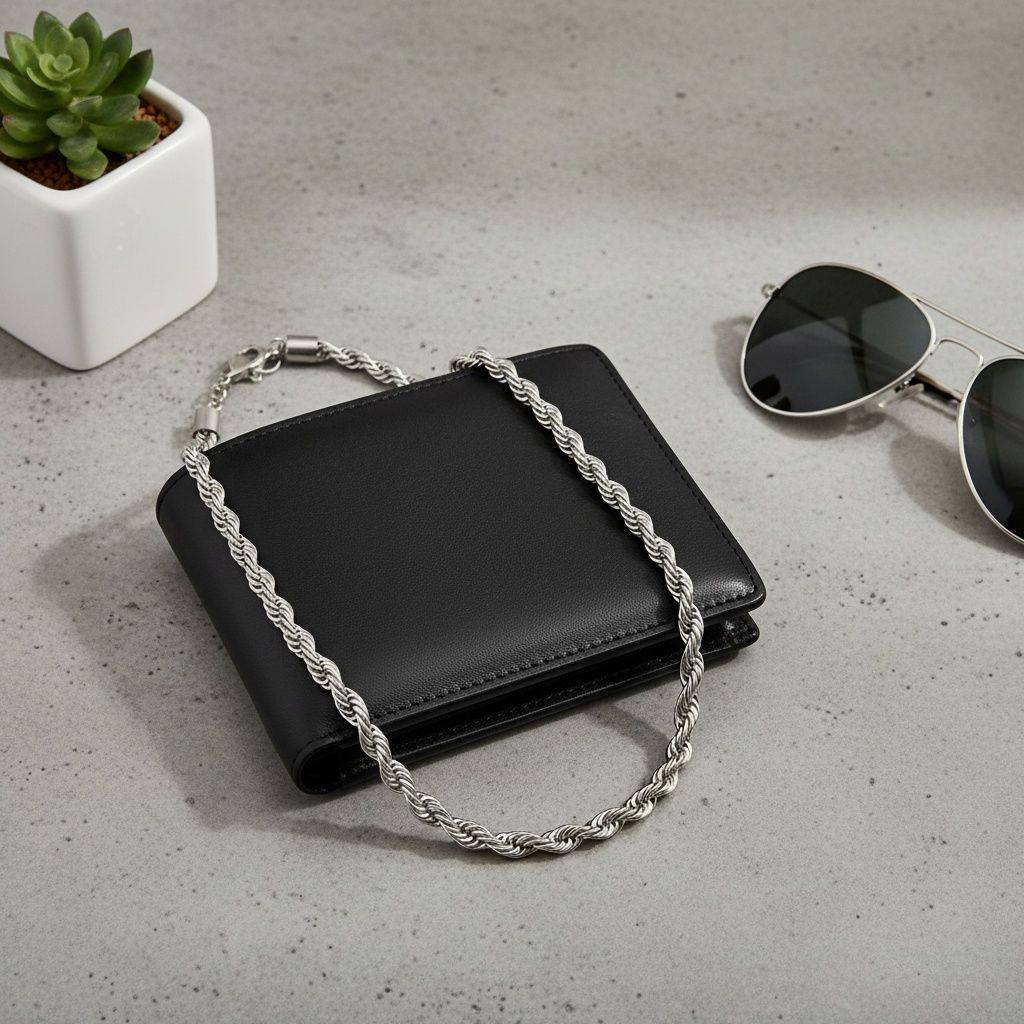 Mens 20in 8mm Stainless Steel Rope Chain