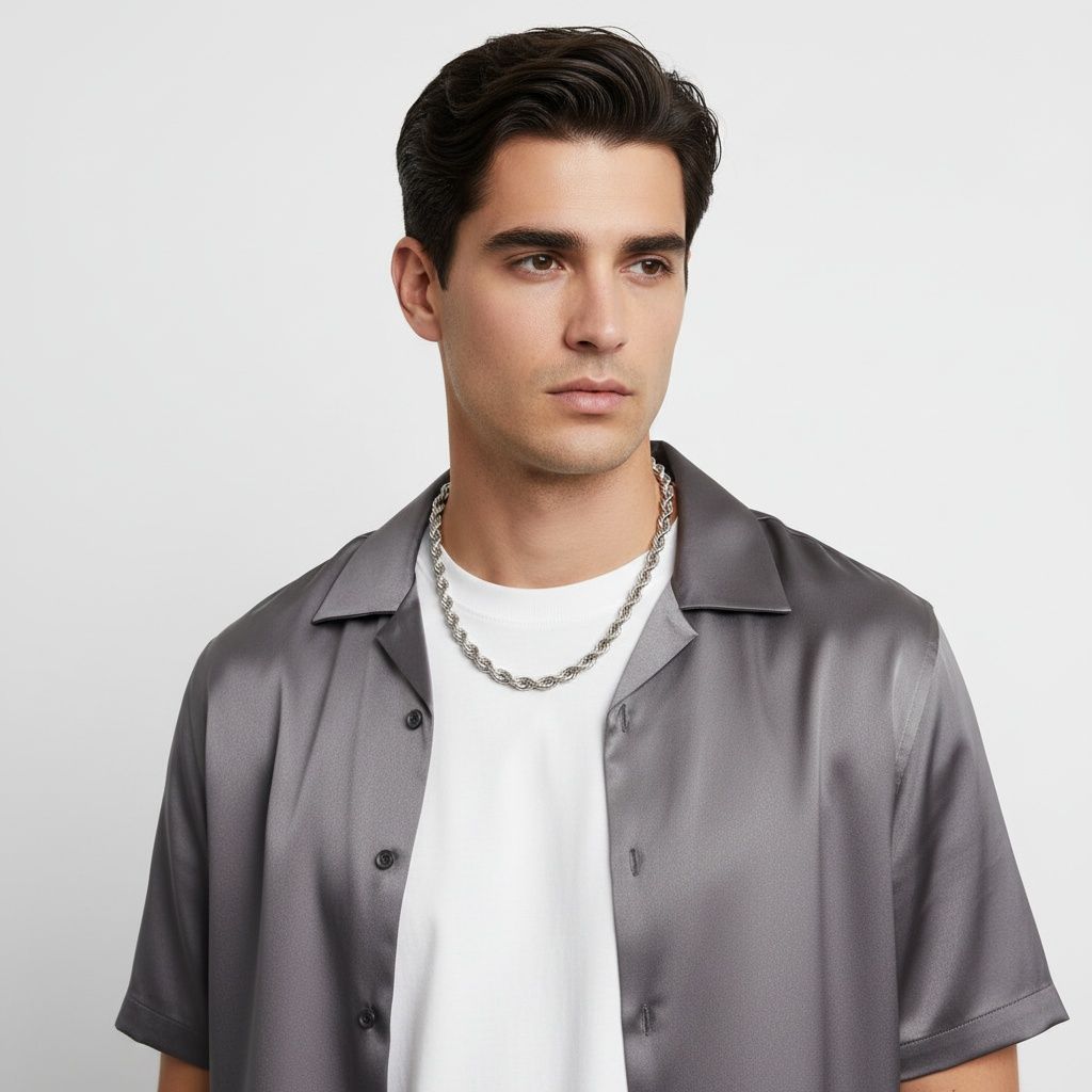 Mens 20in 8mm Stainless Steel Rope Chain