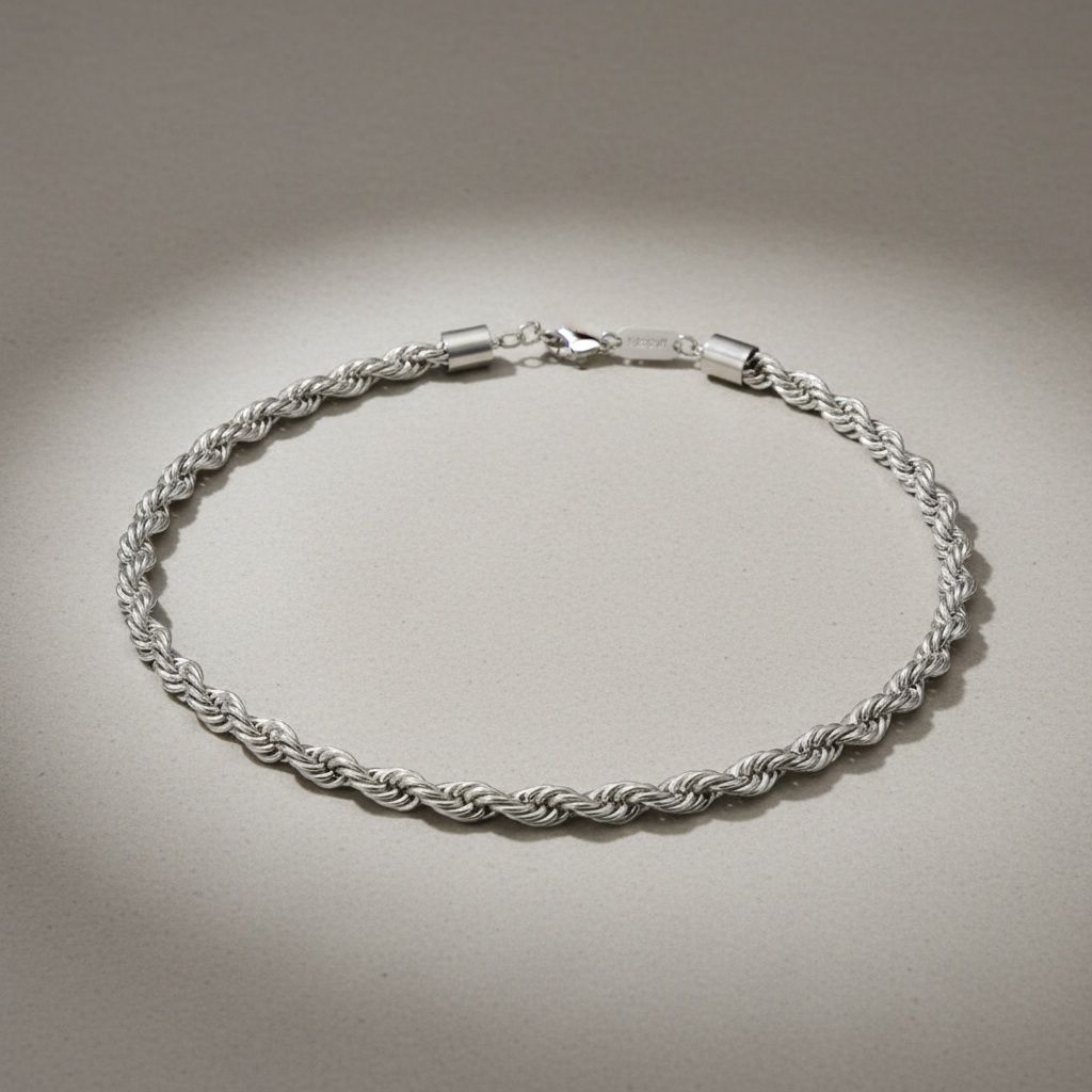 Mens 20in 8mm Stainless Steel Rope Chain