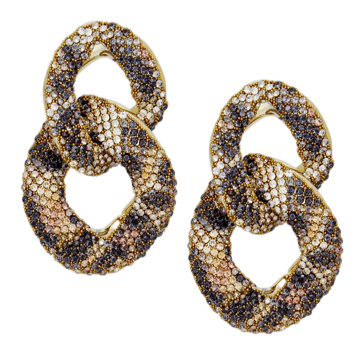 Dangle Wild Child Leopard Encrusted Chain Earrings