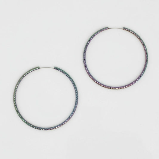 Hoop Endless Rainbow Etched Classic Earrings