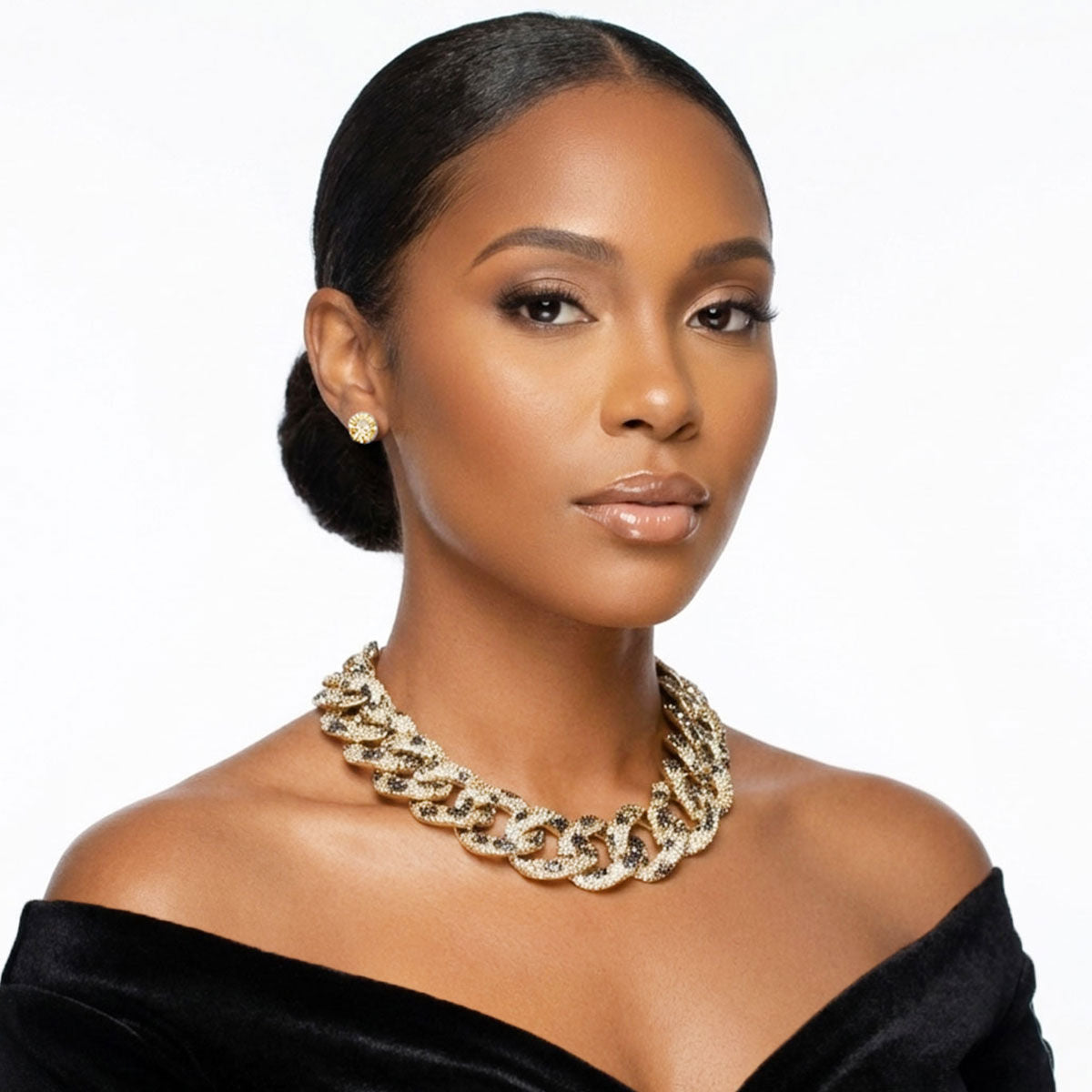 Chain Wild Child Leopard Stone Encrusted Necklace