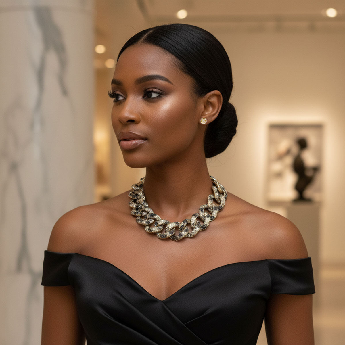 Chain Wild Child Leopard Stone Encrusted Necklace