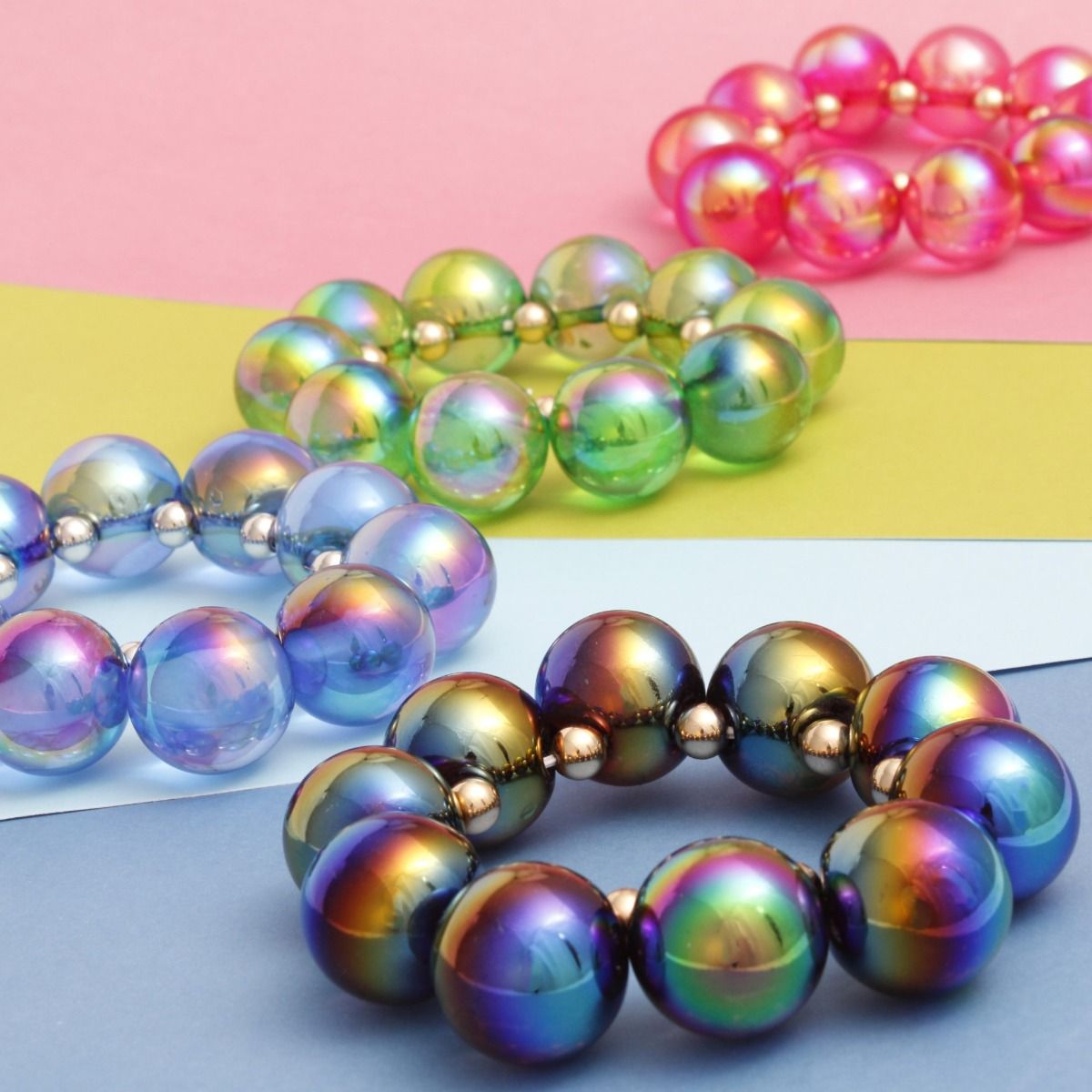 Bracelet Black Iridescent Bubble Ball Bead