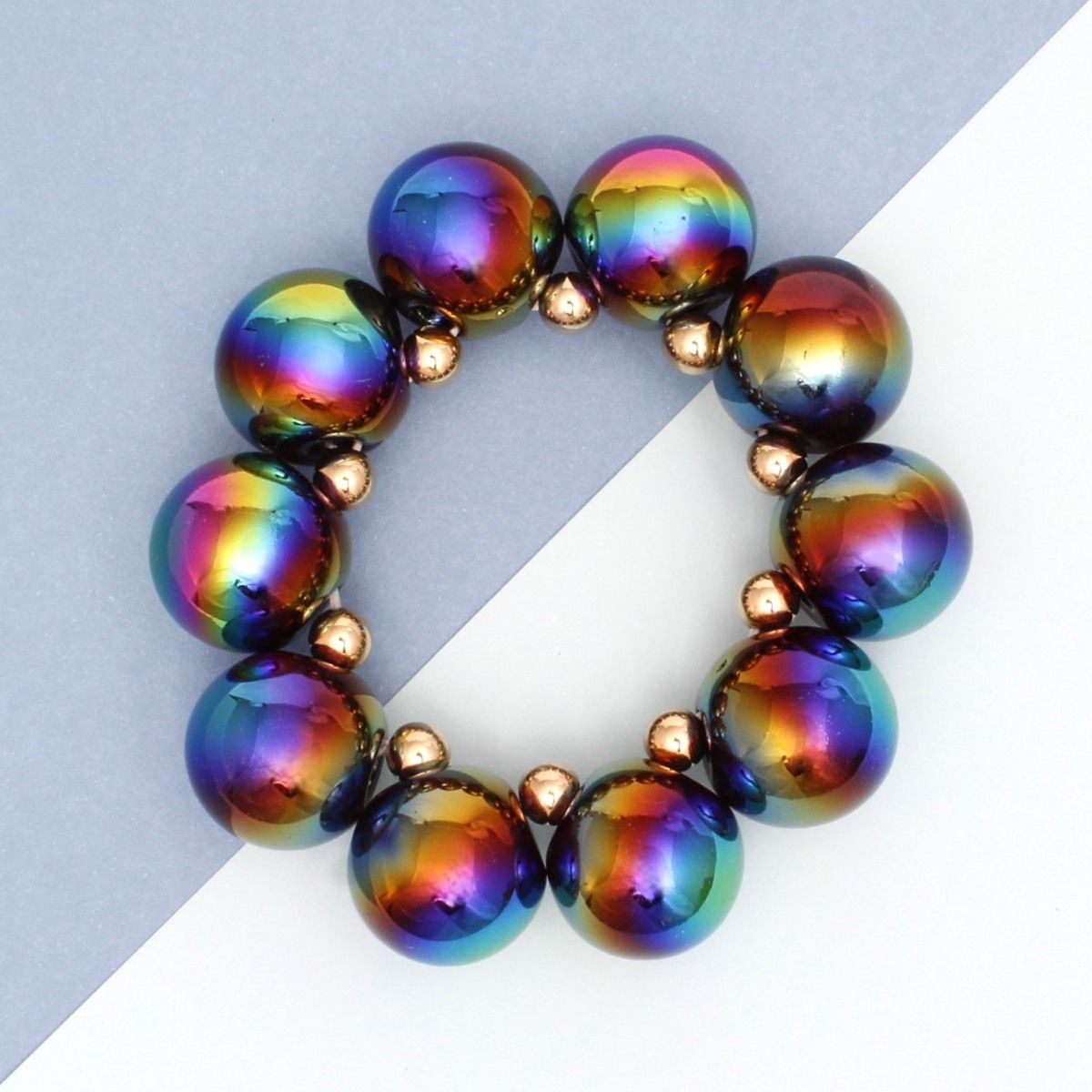 Bracelet Black Iridescent Bubble Ball Bead