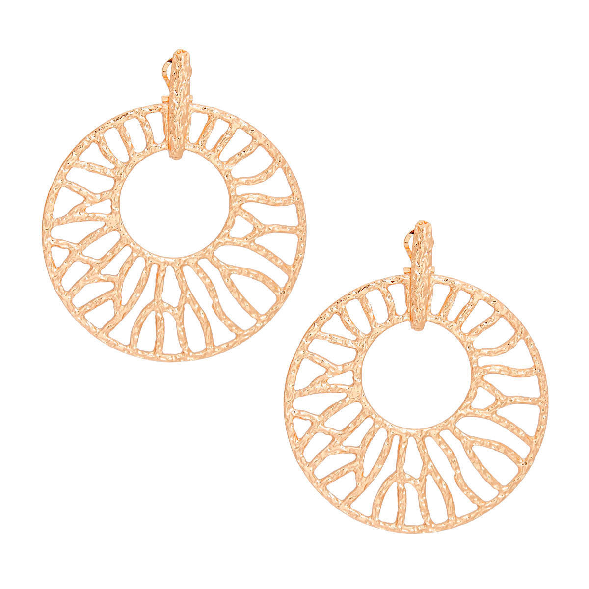 Drop XLarge Gold Branched Wheel Earrings for Women