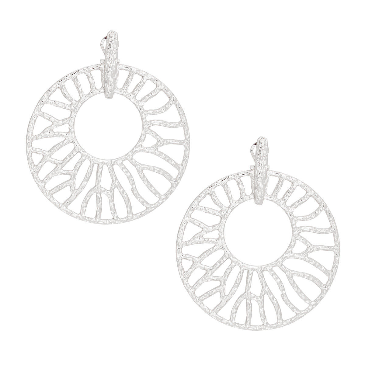 Drop XLarge Silver Branched Wheel Earrings Women