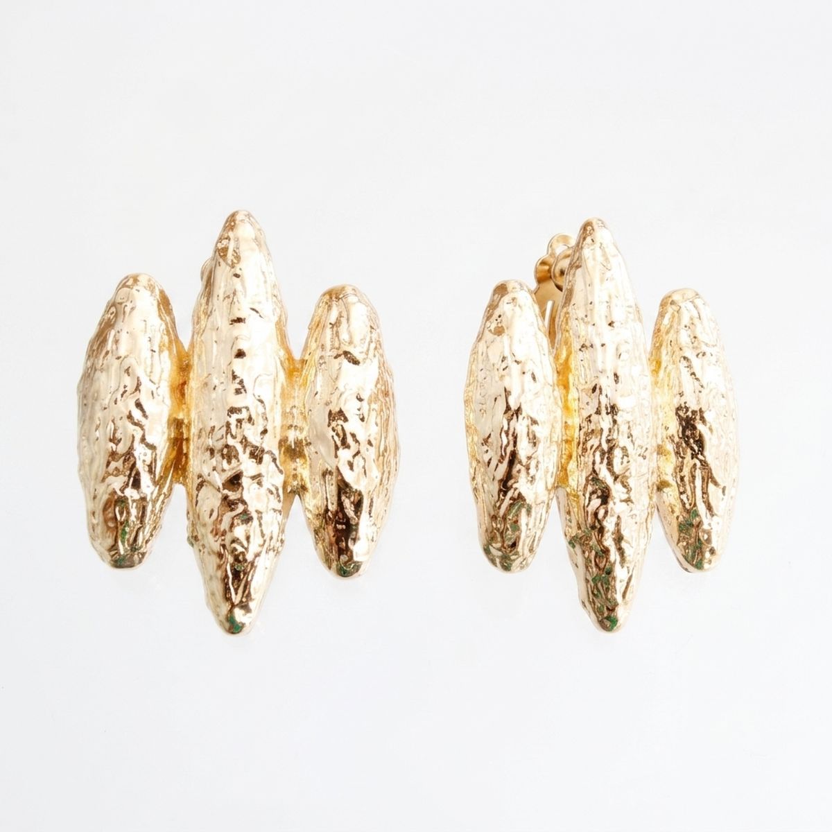 Molten Metal Clip On Gold 80s Revival Earrings