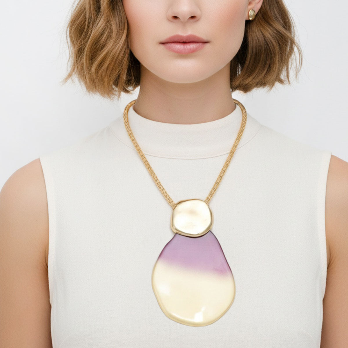 Pendant Purple Ombre Organic Teardrop Necklace