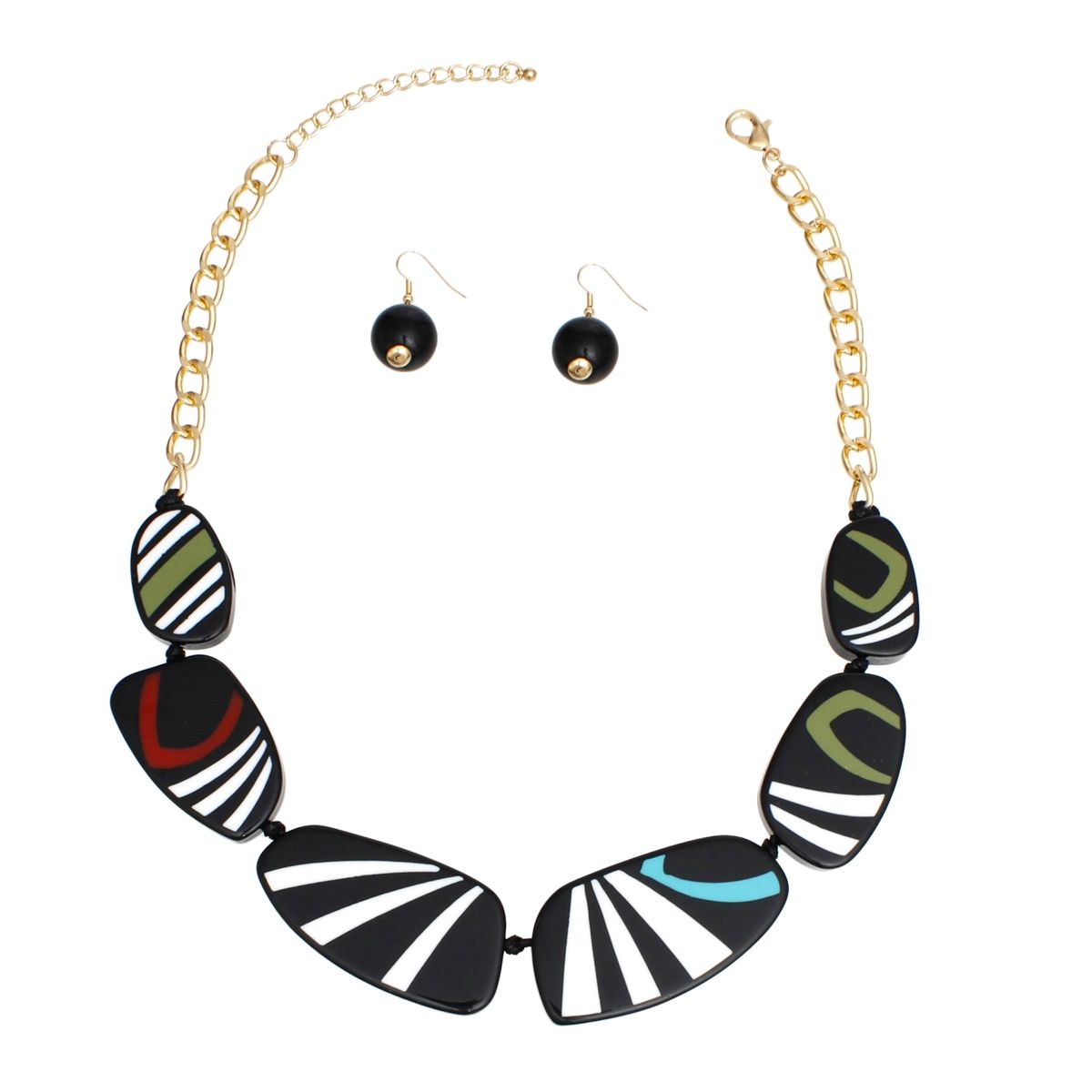 Necklace Vintage Black Striped Funky Set for Women