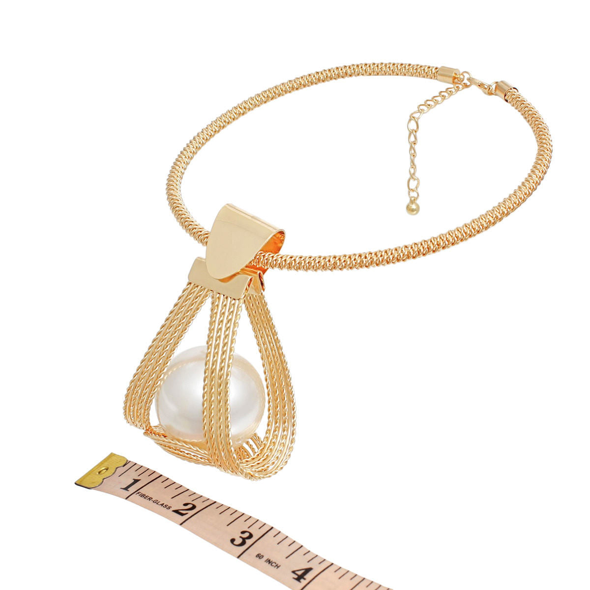 Pendant Gold Triangle Pearl Basket Necklace Women