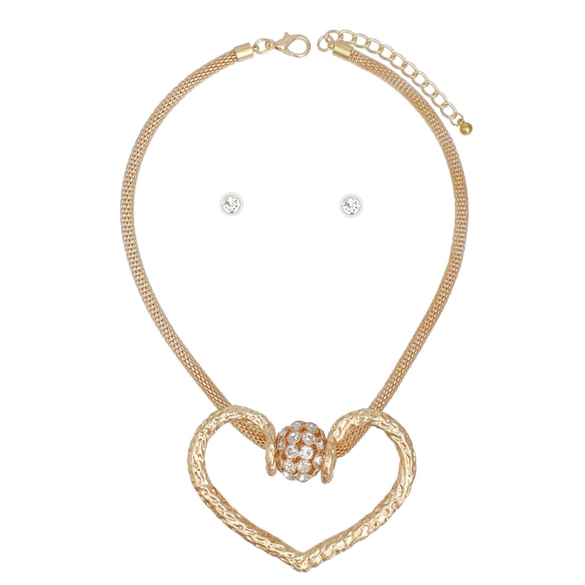 Pendant Gold Mesh Chain Chunky Heart Necklace