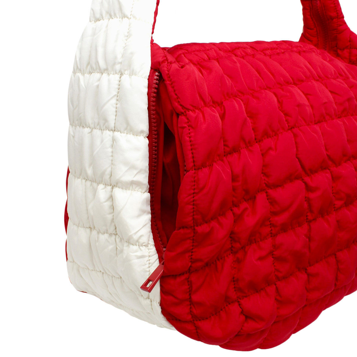 DST Sorority Large Red Ivory Quilted Shoulder Bag