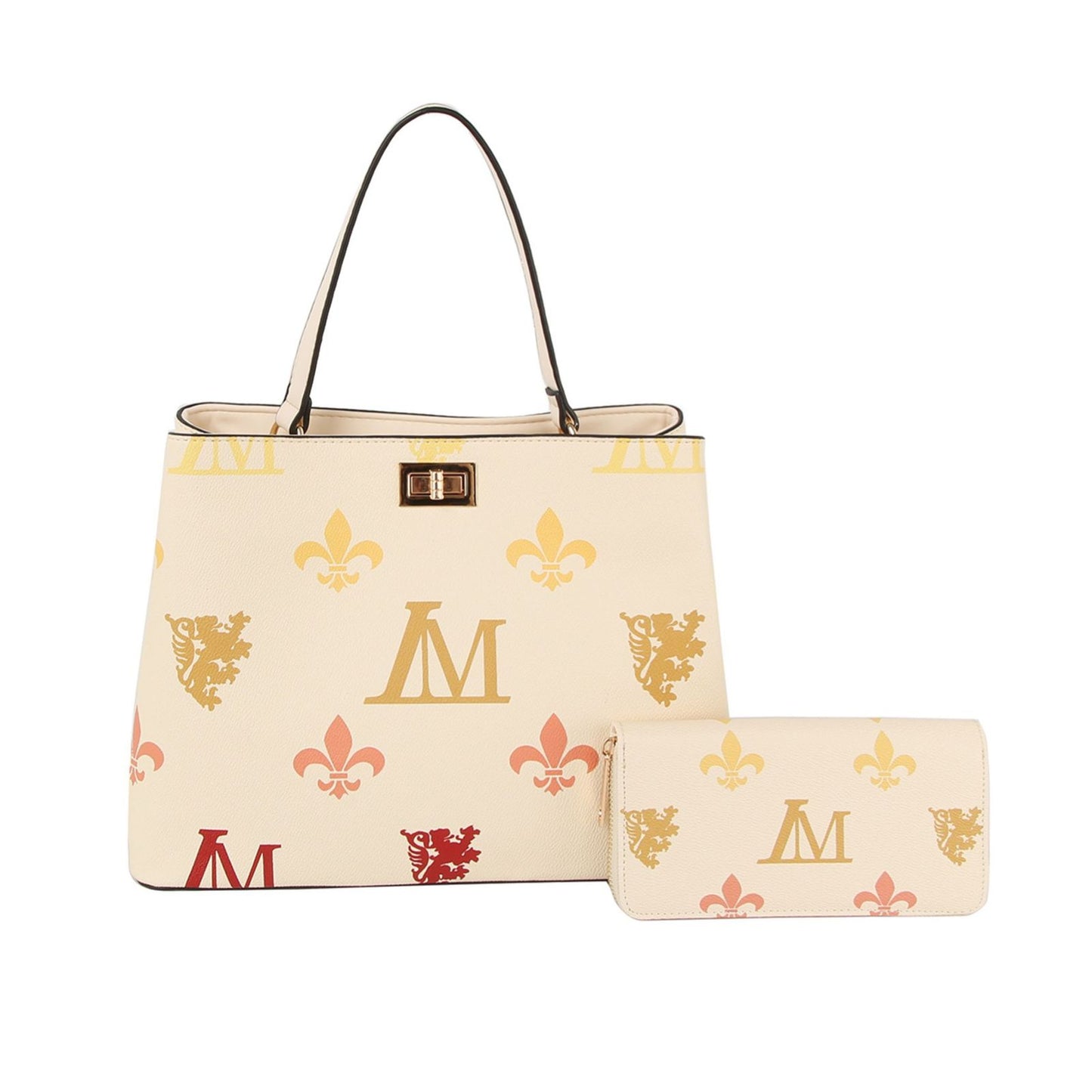 Handbag Beige Luxe Monogram Top Handle Bag Set