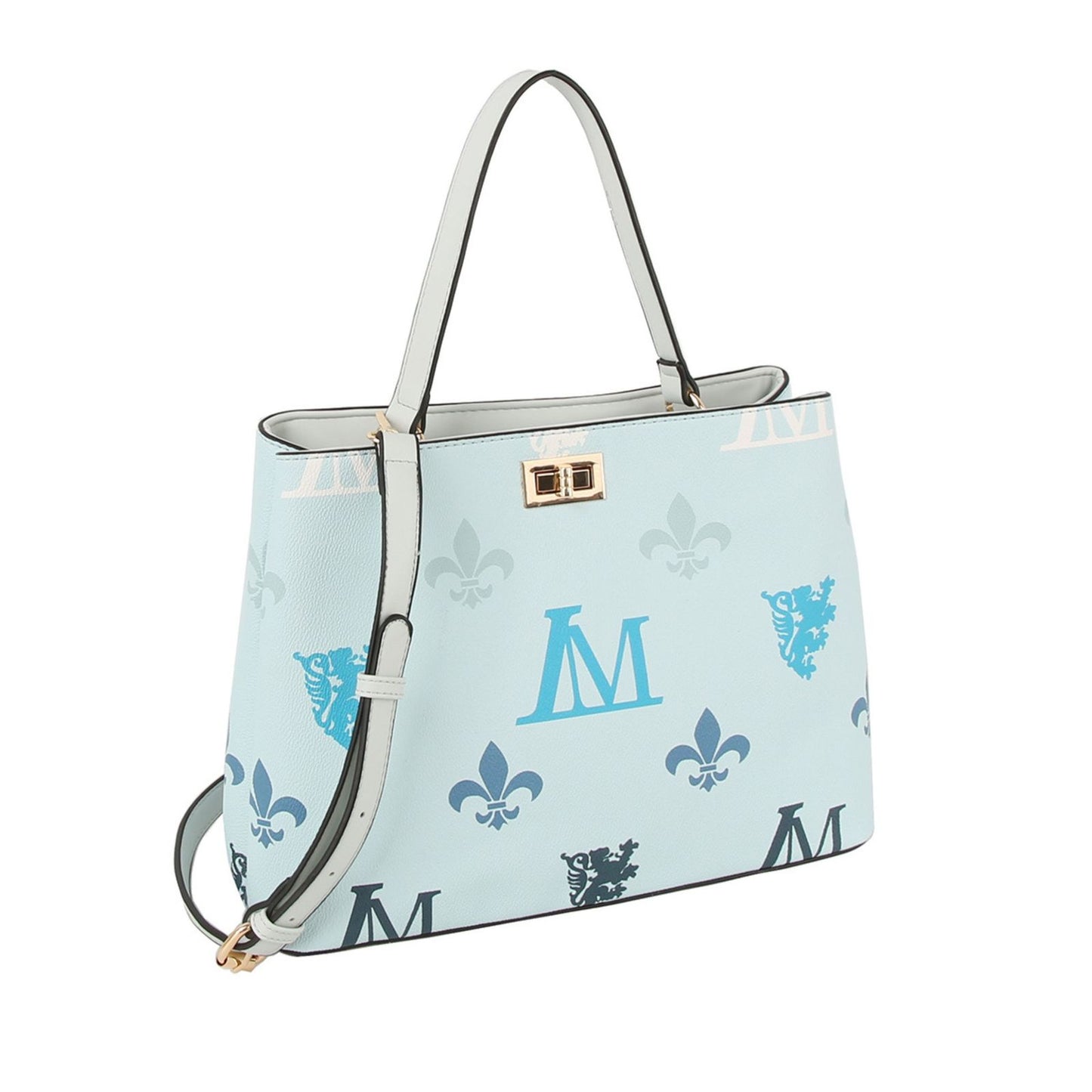 Handbag Blue Luxe Monogram Top Handle Bag Set