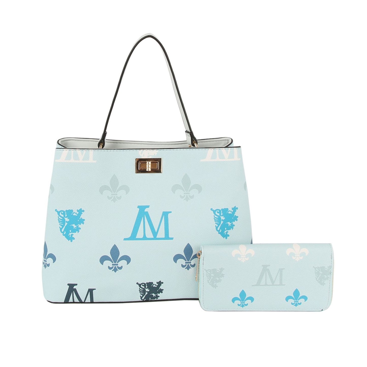 Handbag Blue Luxe Monogram Top Handle Bag Set